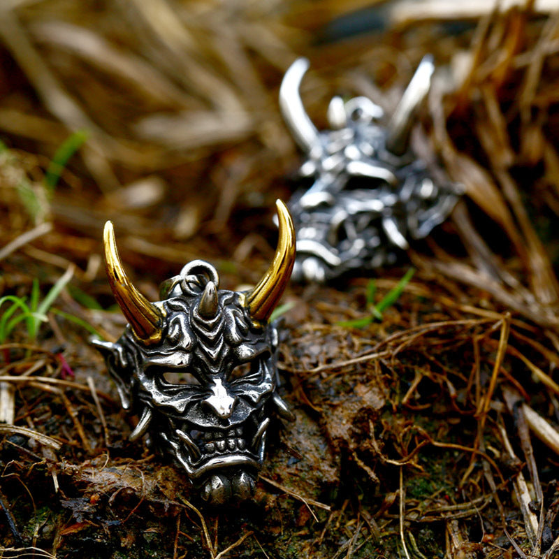 Retro Titanium Steel Pendant with Cross-Border Stainless Steel Casting and Ghost Face Design for Men