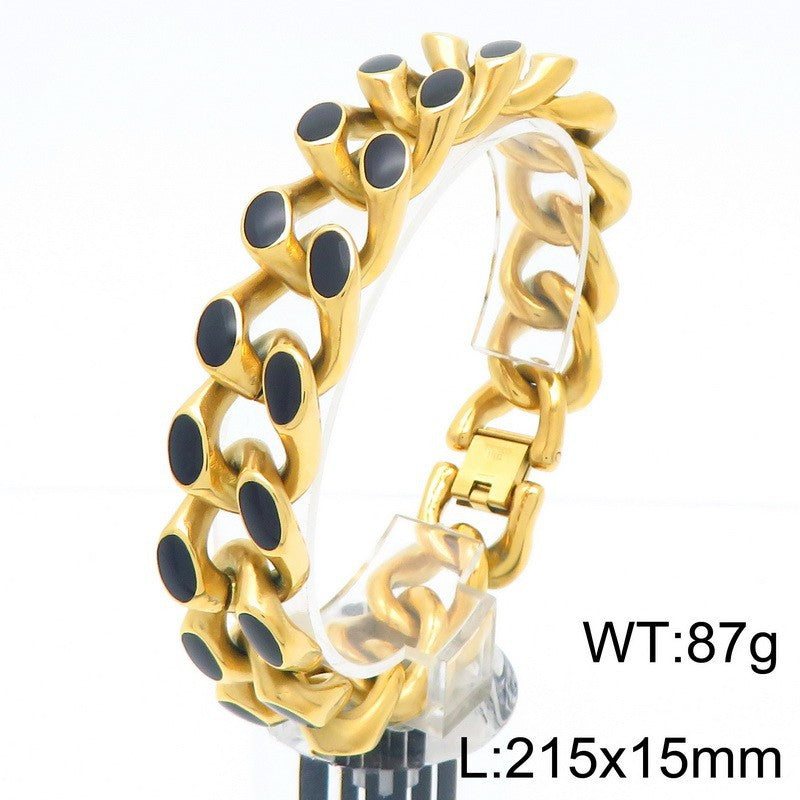 Polished Bracelet – Hip-Hop Nightclub Design Drip Cuban Chain Buckle Stainless Steel
