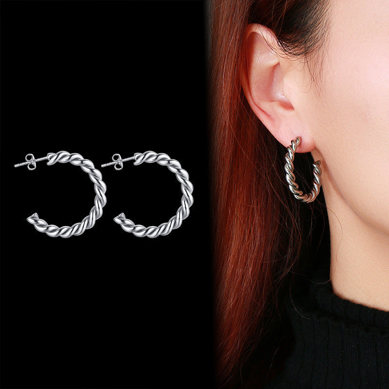 European And American Cross-Border Stainless Steel Twist Earrings