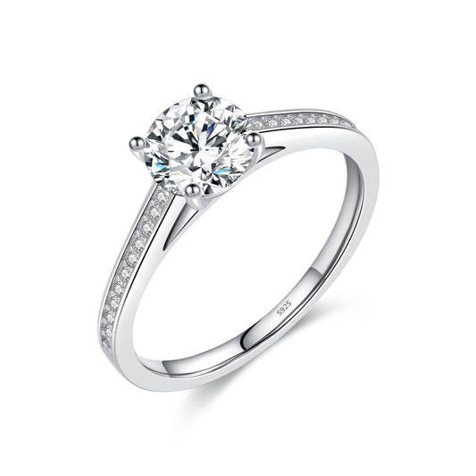 Luxurious Moissanite Sterling Silver Wedding Ring