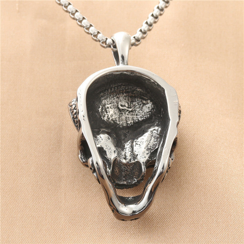 Personalized Titanium Steel Skull Pendant Necklace for Men - Retro Punk Style