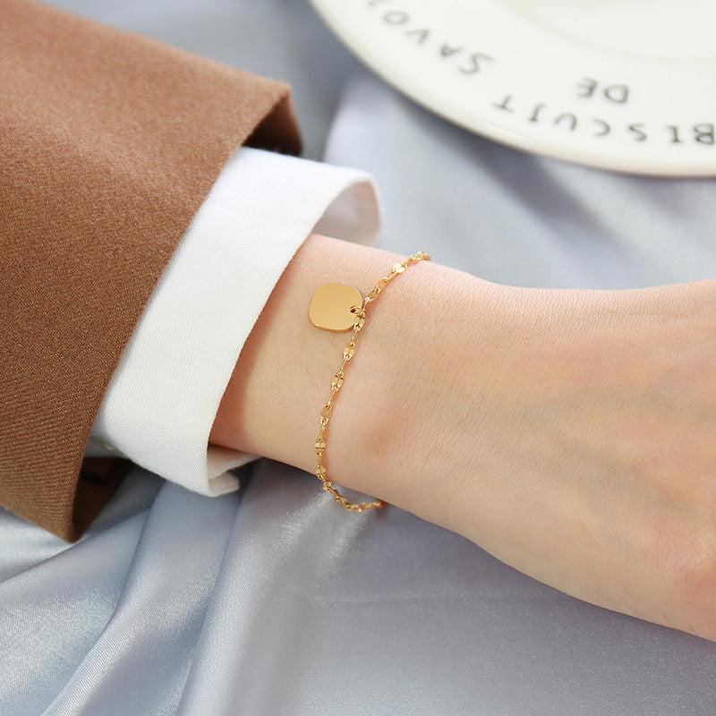 Stainless Steel Square Lip Chain Bracelet Gold Women's Accessories