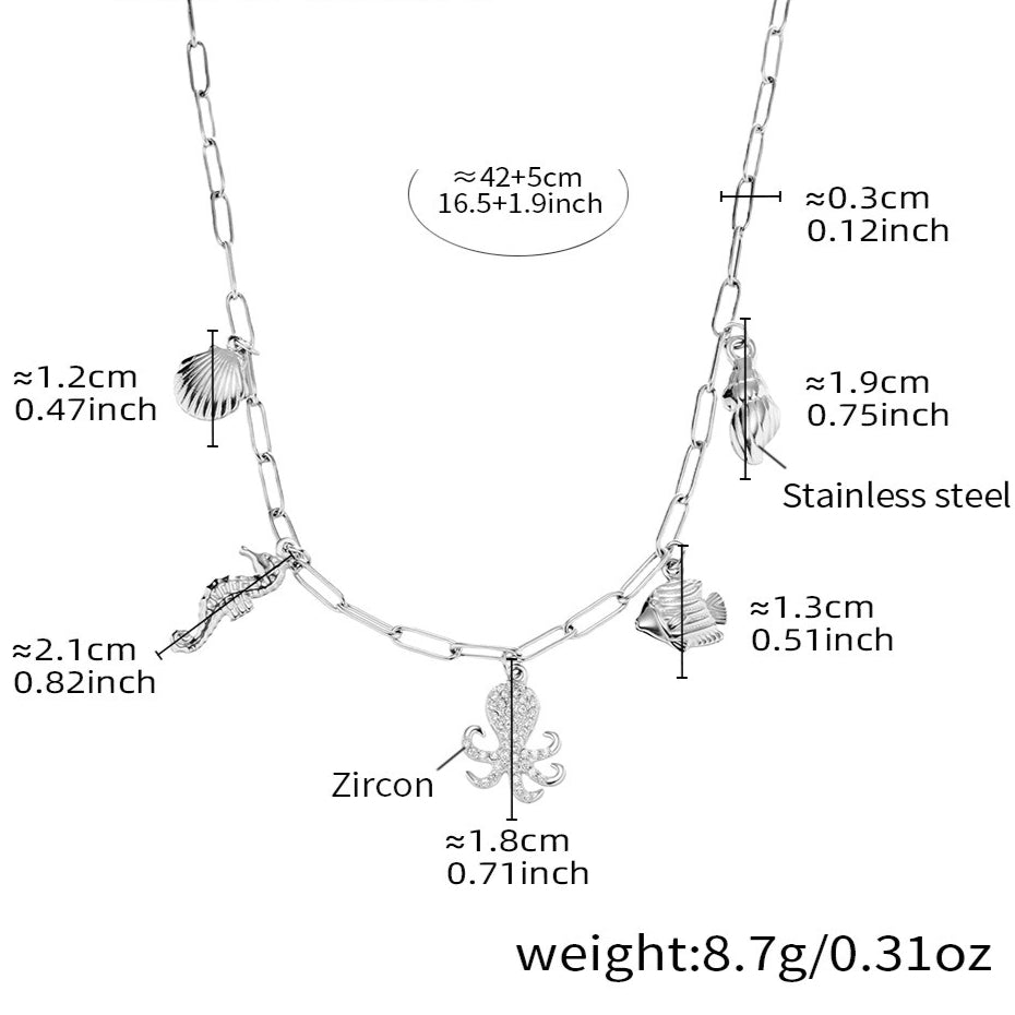 Planderful Premium Ocean Octopus Necklace For Women Steel