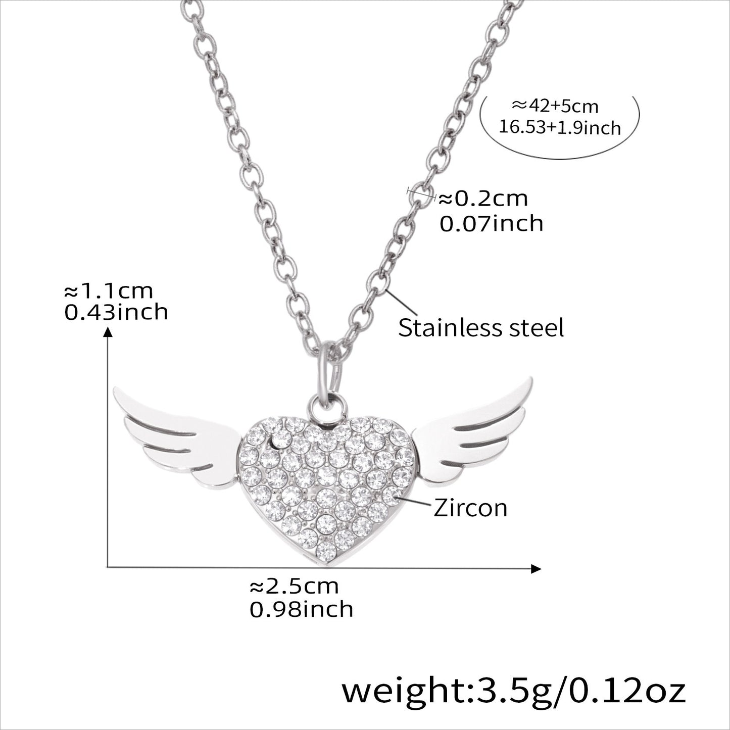 Planderful Zircon Wings Double Clavicle Necklace For Women