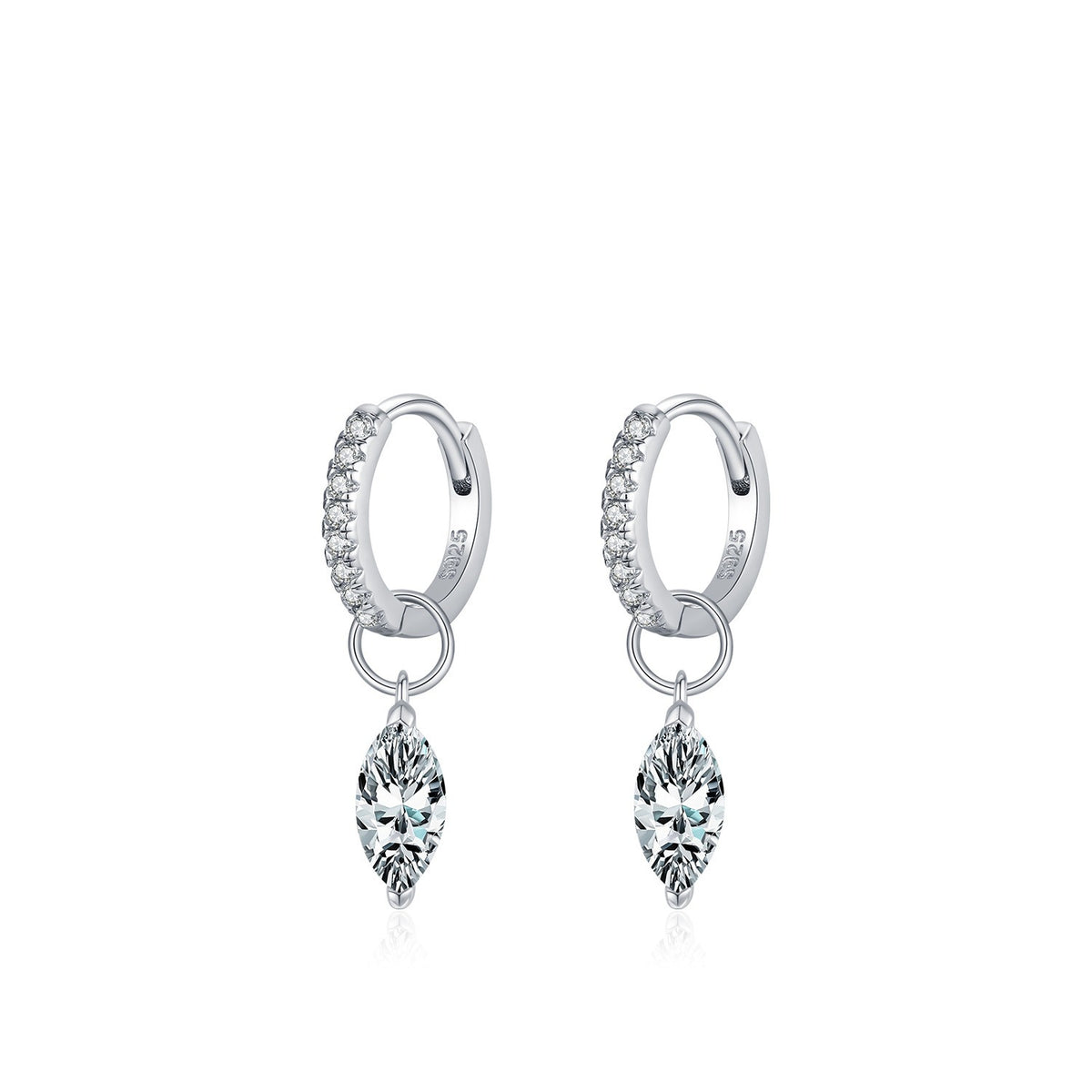 S925 Sterling Silver Marquise Moissanite Ring & Stud Earrings