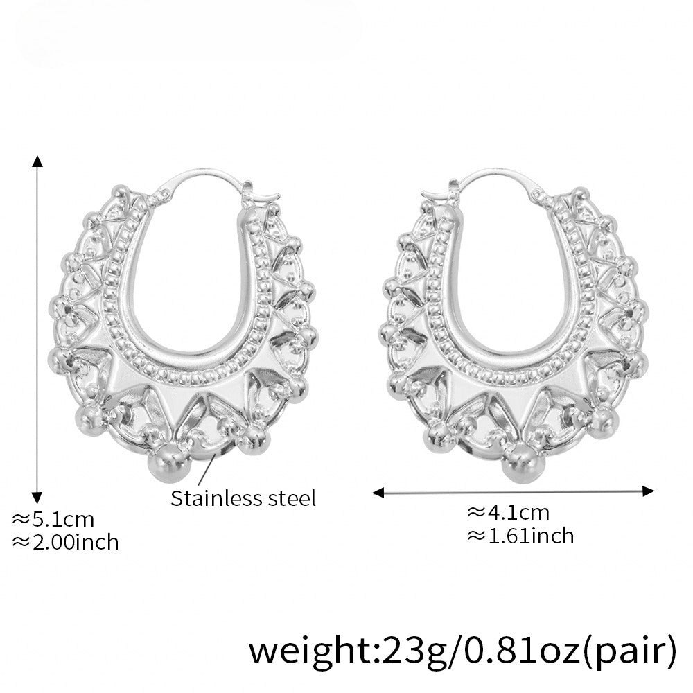 Planderful Gear Texture Earrings 18K Gold Plated Girls