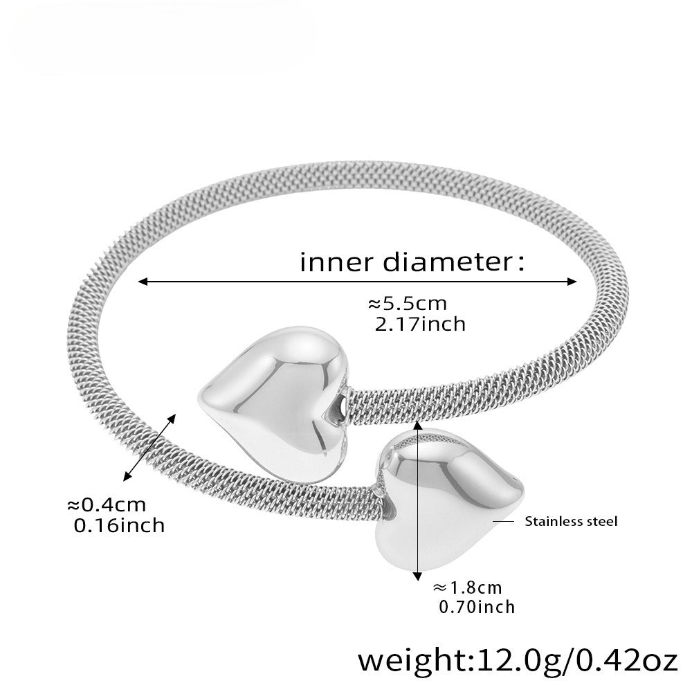 Planderful Peach Heart Elastic Bracelet 18K Gold Ladies