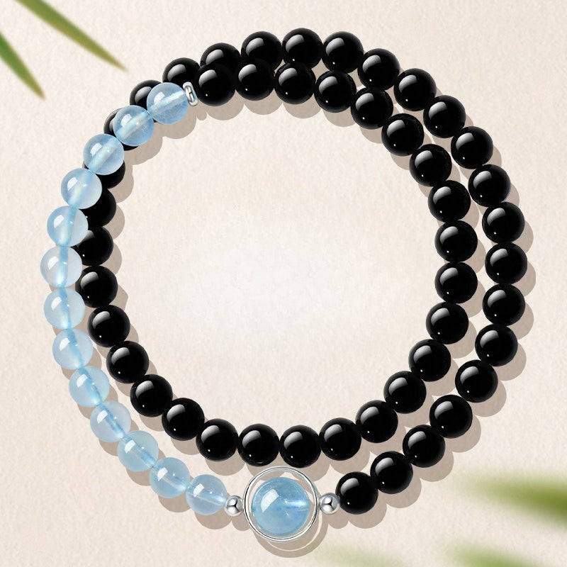 Aquamarine Obsidian Crystal Bracelet