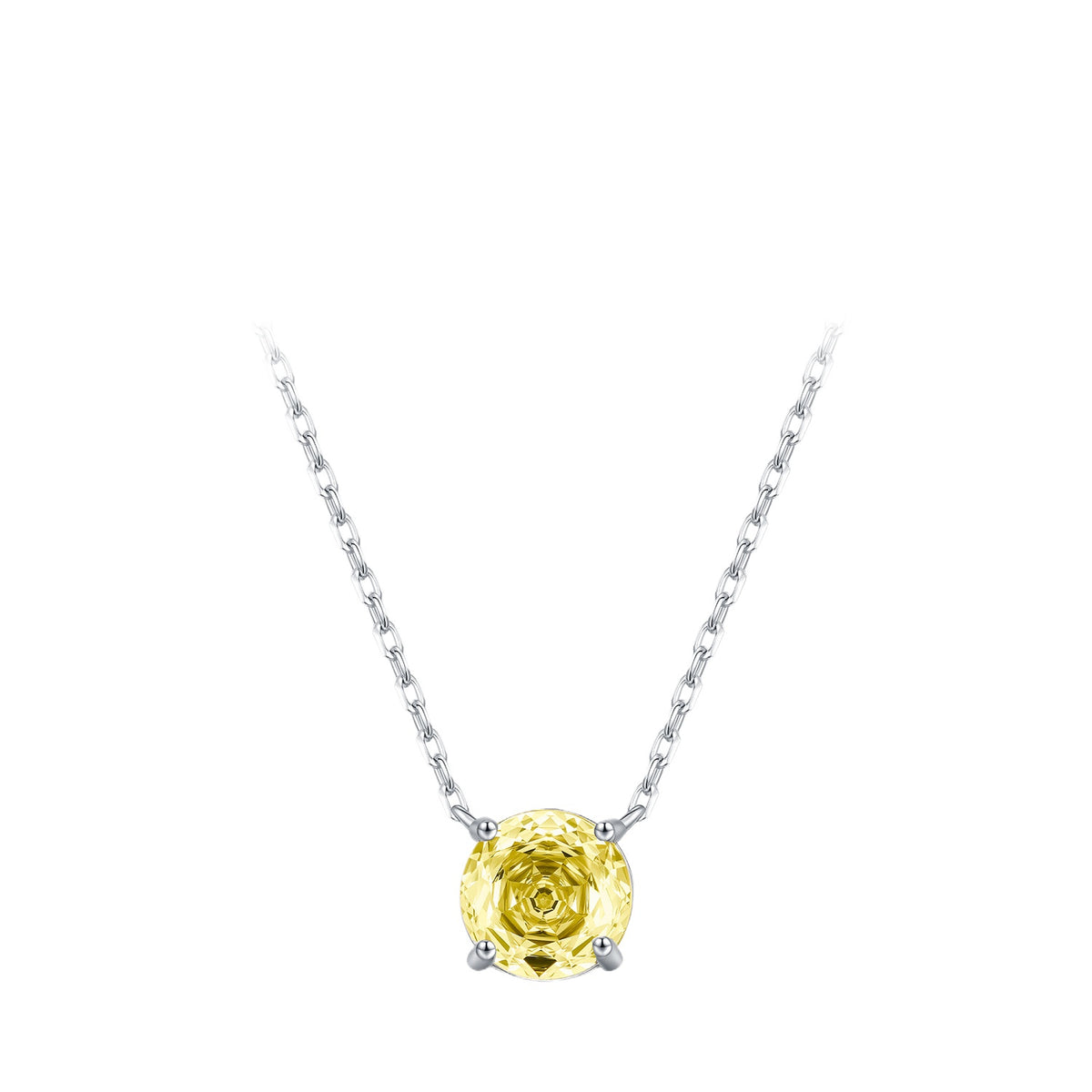 925 Sterling Silver Soft Yellow Rose-Cut Zircon Necklace
