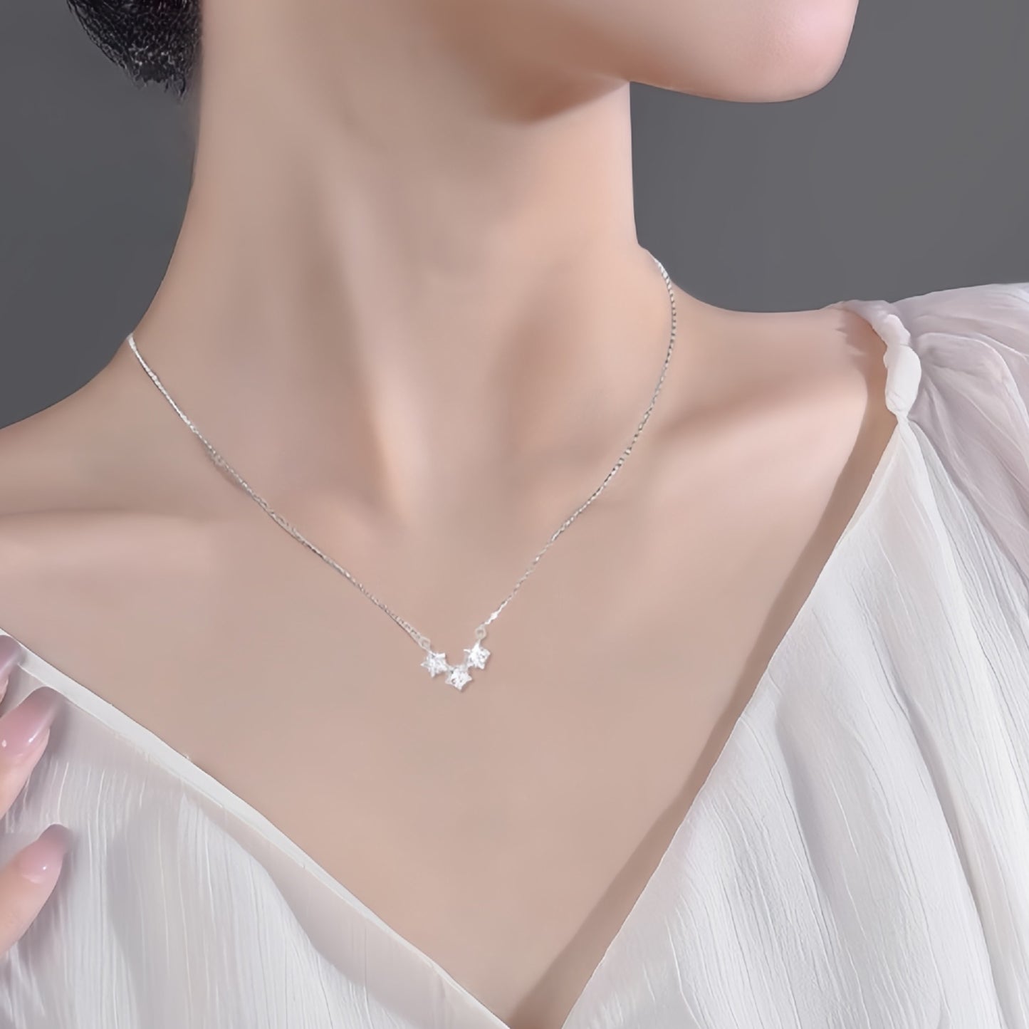 New 925 Sterling Silver Necklace Female Star Pendant Gift