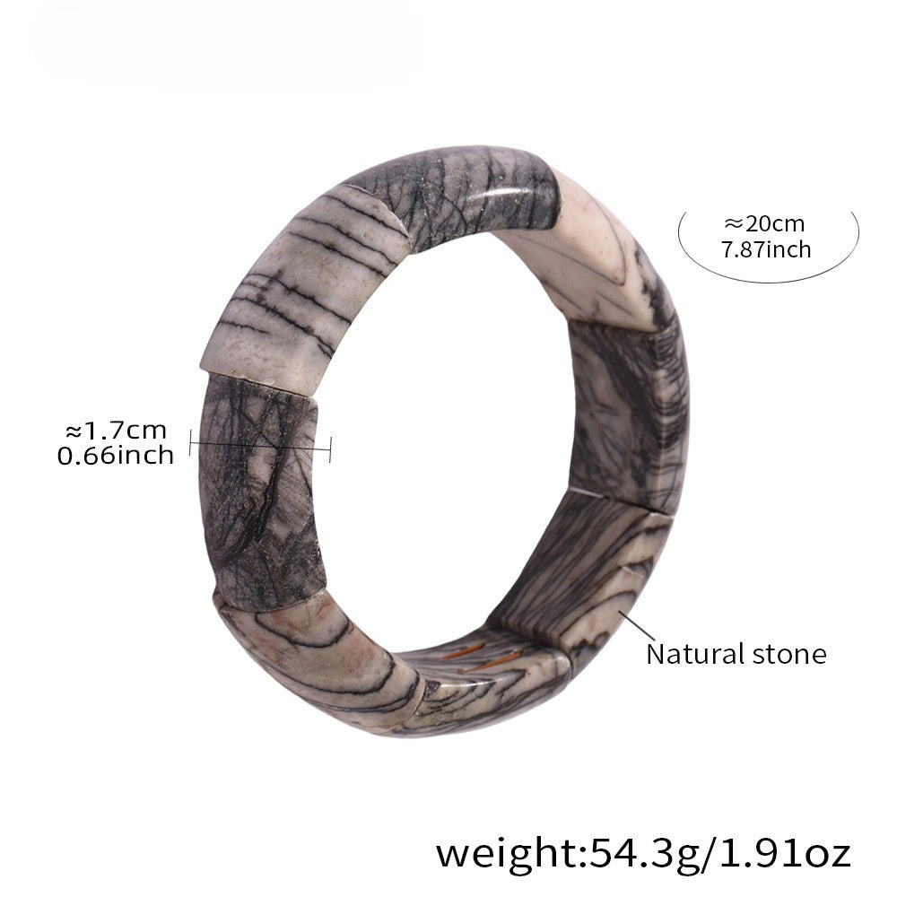 Planderful Jadeite Green Smudged Elastic Bracelet For Women