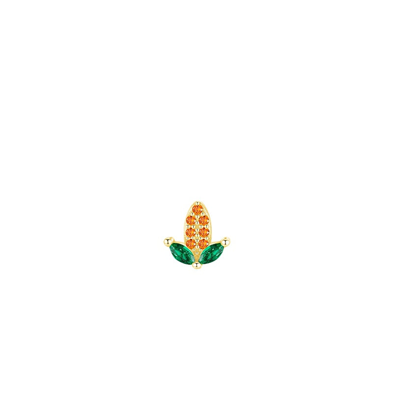 925 Sterling Silver Colorful Zircon Single Stud