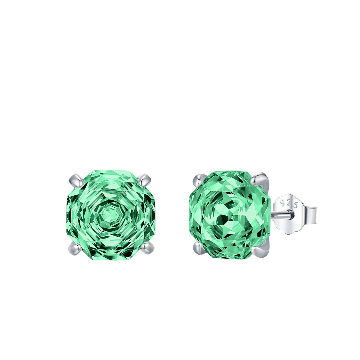925 Sterling Silver Paraiba-Color Rose-Cut Stud Earrings