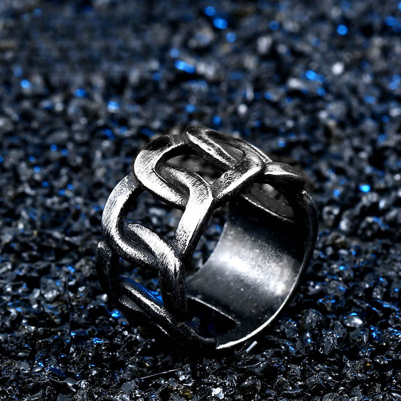 Korean Titanium Steel Couple Ring 1314 Locomotive Chain Design for Men and Women