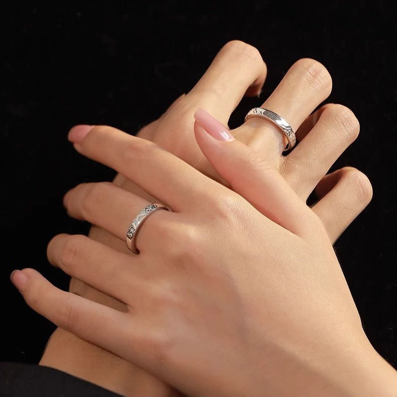 New 925 Sterling Silver Fireworks And Butterfly Couple Ring