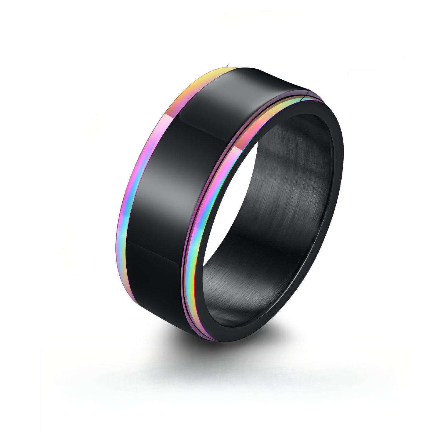 Foreign Trade Jewelry Stainless Steel Black Rotatable Ring