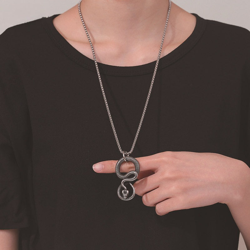 Titanium Steel Necklace – Luxury Spirit Snake Design for Men