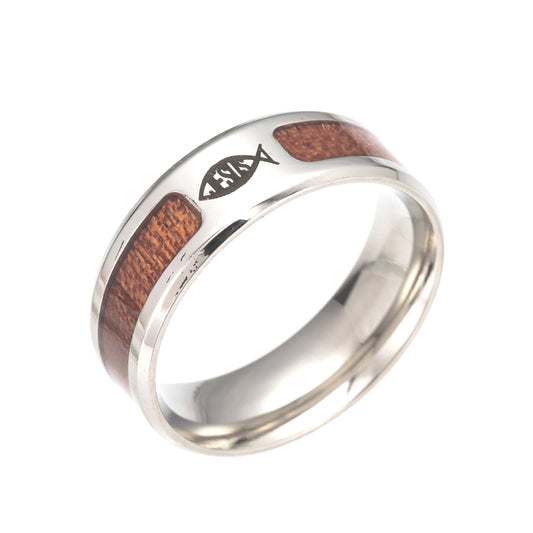 Half Circle Wood Grain Rings - Men's Wholesale Jewelry Collection