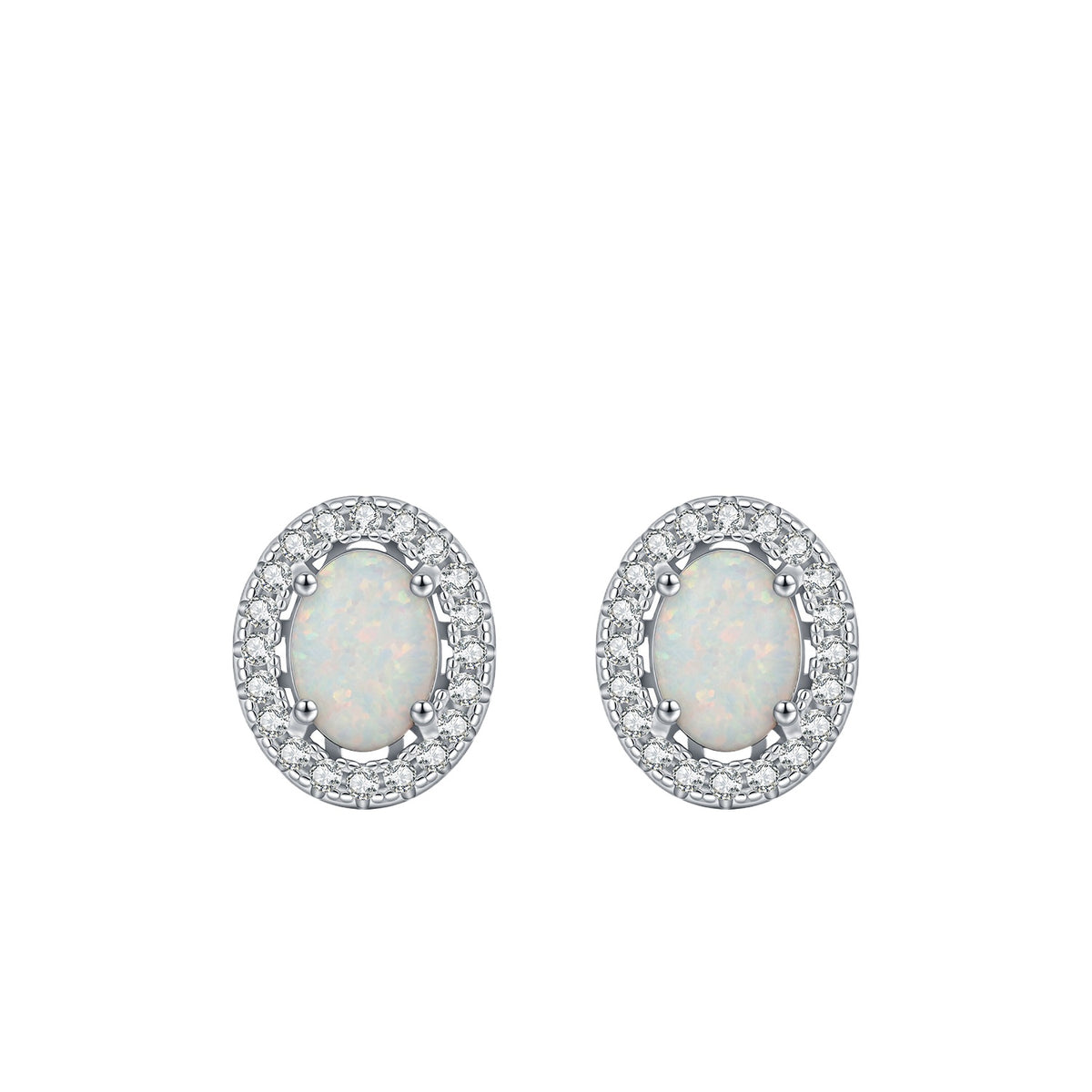925 Sterling Silver Vintage-Inspired Opal Stud Earrings