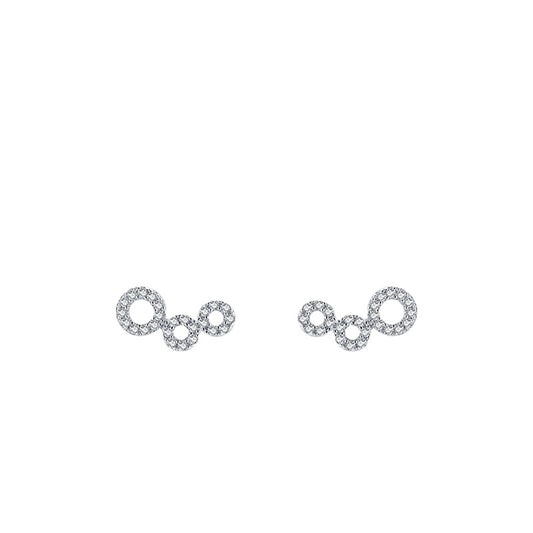 S925 Sterling Silver Micro Inlaid Zircon Hollow Earrings for Women - Elegant Silver Jewelry