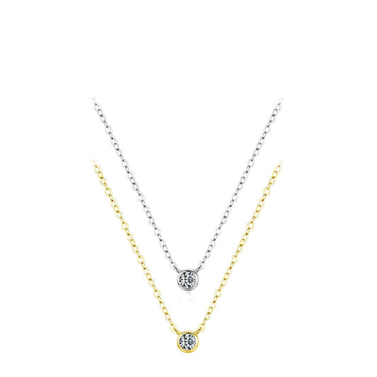 Exquisite S925 Sterling Silver Necklace with Zircon Accent - A Stylish and Minimalist Cross-Border Favorite