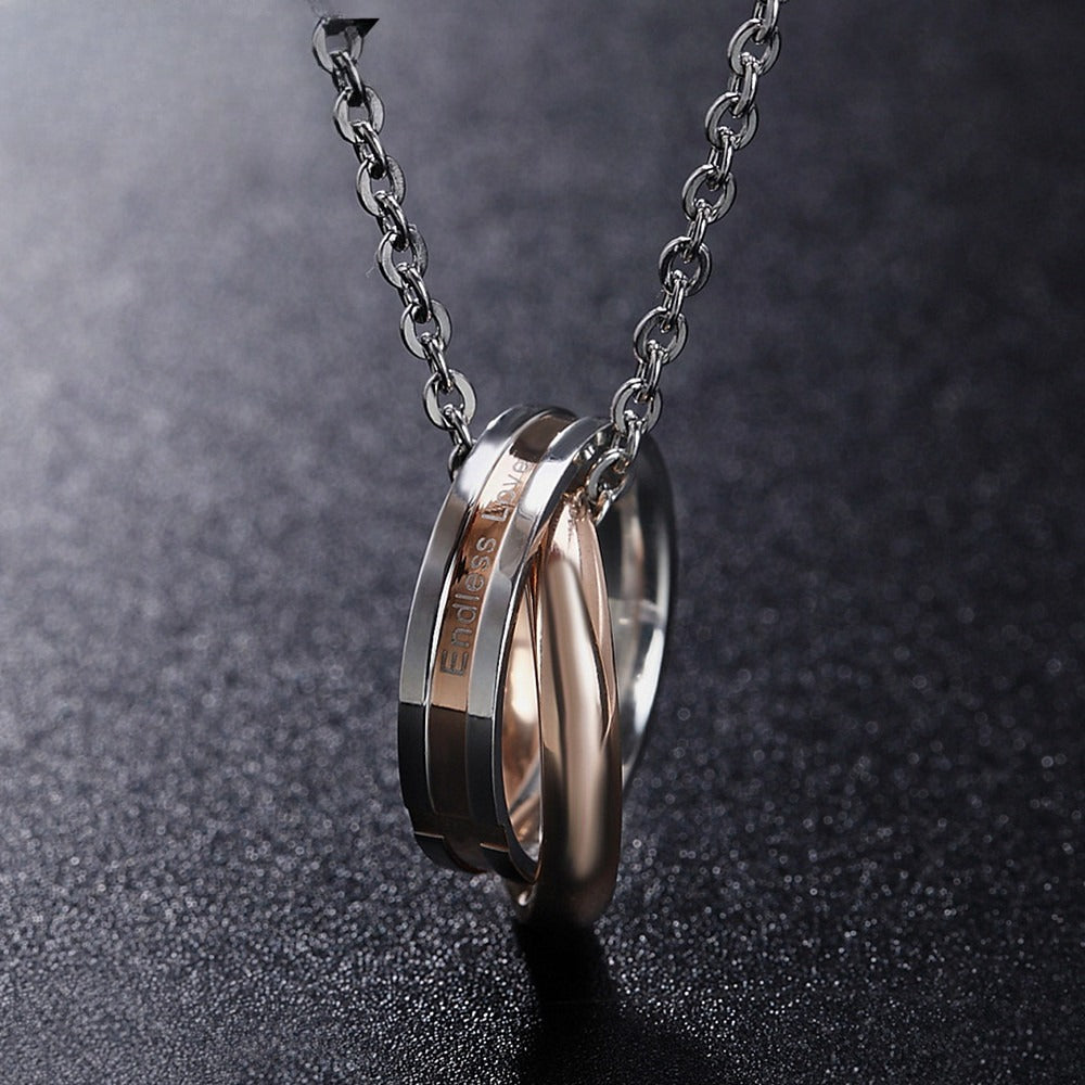 Planderful Cross Ring Necklace For Couples Unisex Titanium Steel Pendant With Protection Statement