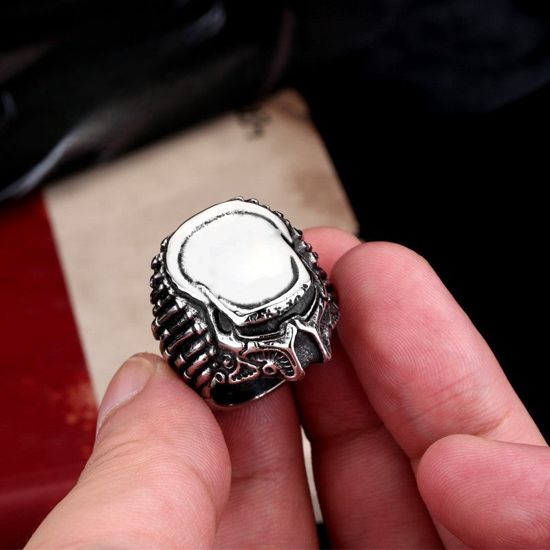 Men's Titanium Steel Ring with Unique War-Inspired Design for European and American Trade