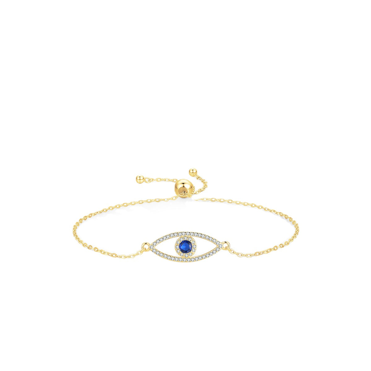 Sterling Silver Blue Eye Bracelet with Zircon Gems