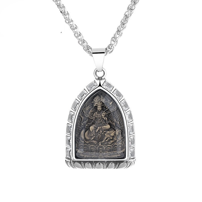 Zircon Necklace – Elegant Eight-Sign Zodiac Buddha Pendant