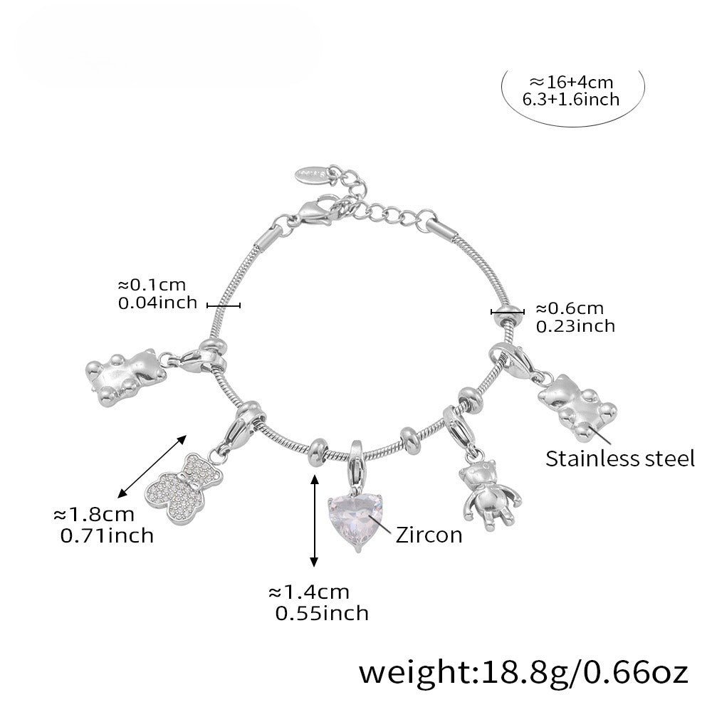 Planderful Women Zircon Bracelet Stainless Steel 18K Gold