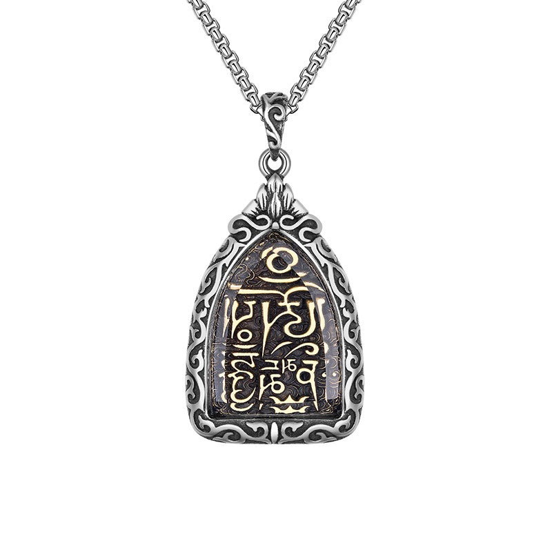 Steel Necklace - Vintage Guardian Gods Zodiac Buddha Stainless Steel Retro Design Everyday Wear