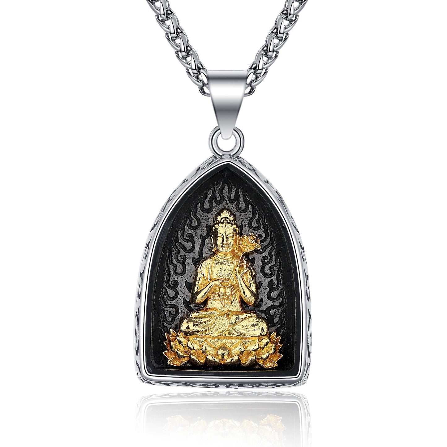 Titanium Steel Necklace – Elegant Buddha Pendant