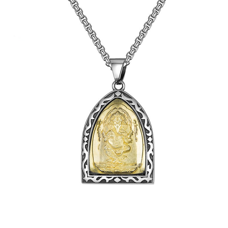 Steel Necklace – Elegant Guardian Amulet Pendant