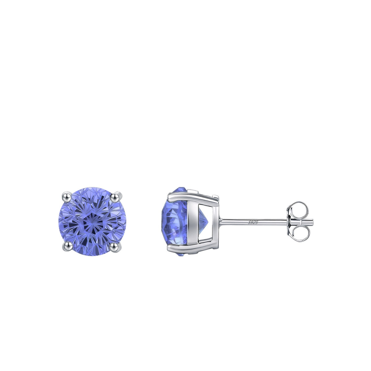 925 Sterling Silver Tanzanite-Color Fireworks-Cut Earrings