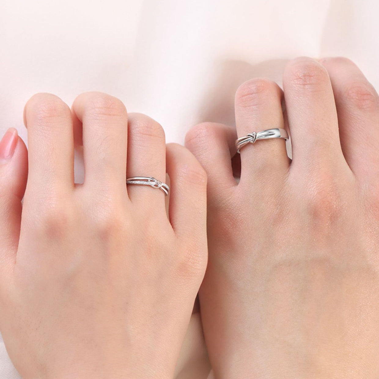 925 Sterling Silver Love-Interwoven Couple Ring Set