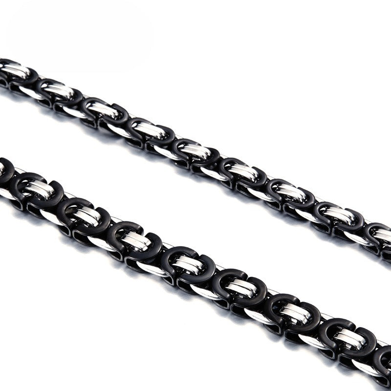 Necklace – Stainless Steel Plated Black – Men's Collarbone Chain