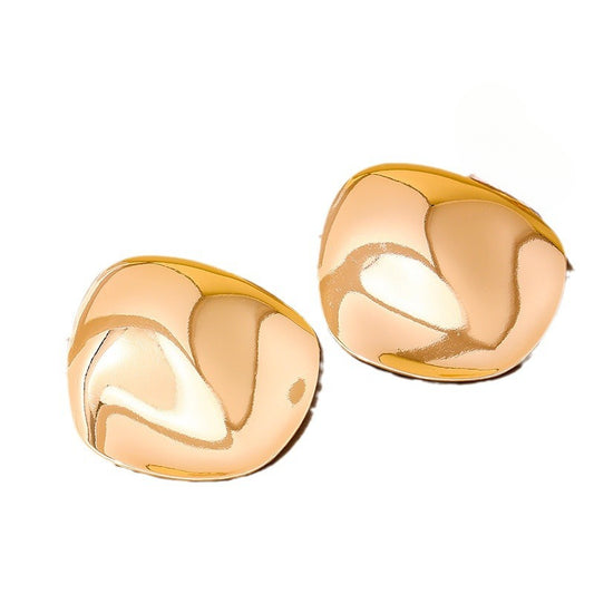 Glossy Large Disc Metal Stud Earrings - Vienna Verve Collection