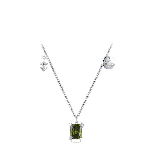 Sagittarius Sterling Silver Necklace with Zircon Gemstones, Niche Minimalist Design