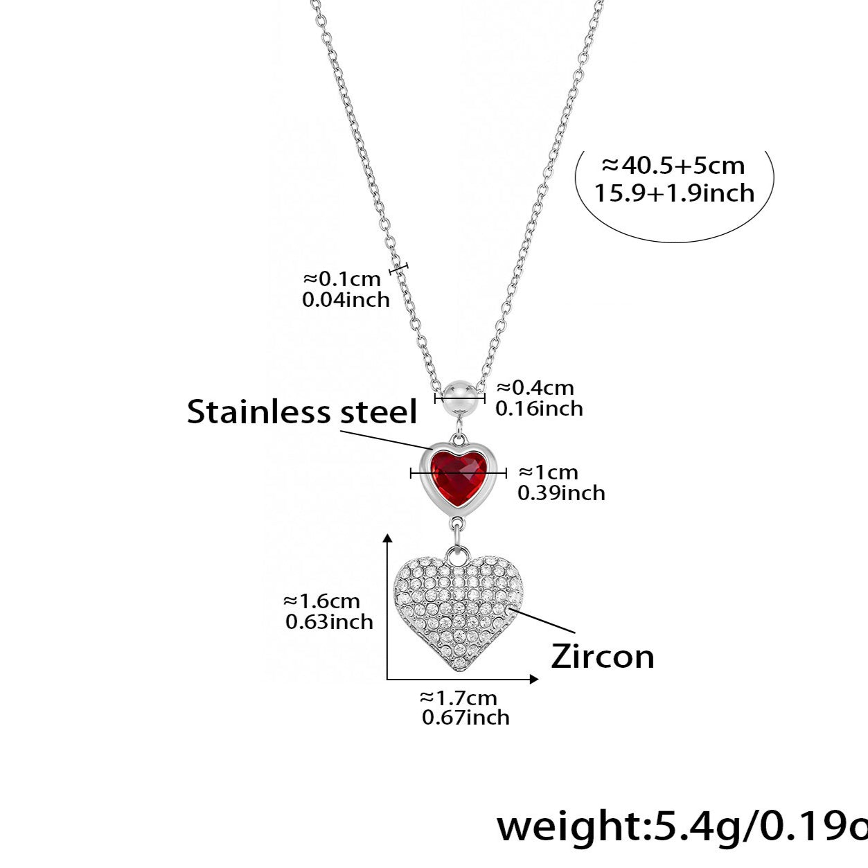 Planderful Light Luxury Heart Shaped Zircon Pendant Women