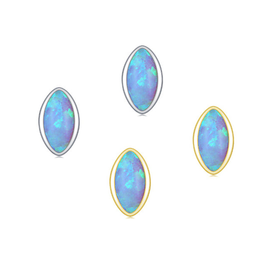 Geometric Opal Earrings in Sterling Silver with Versatile Style
