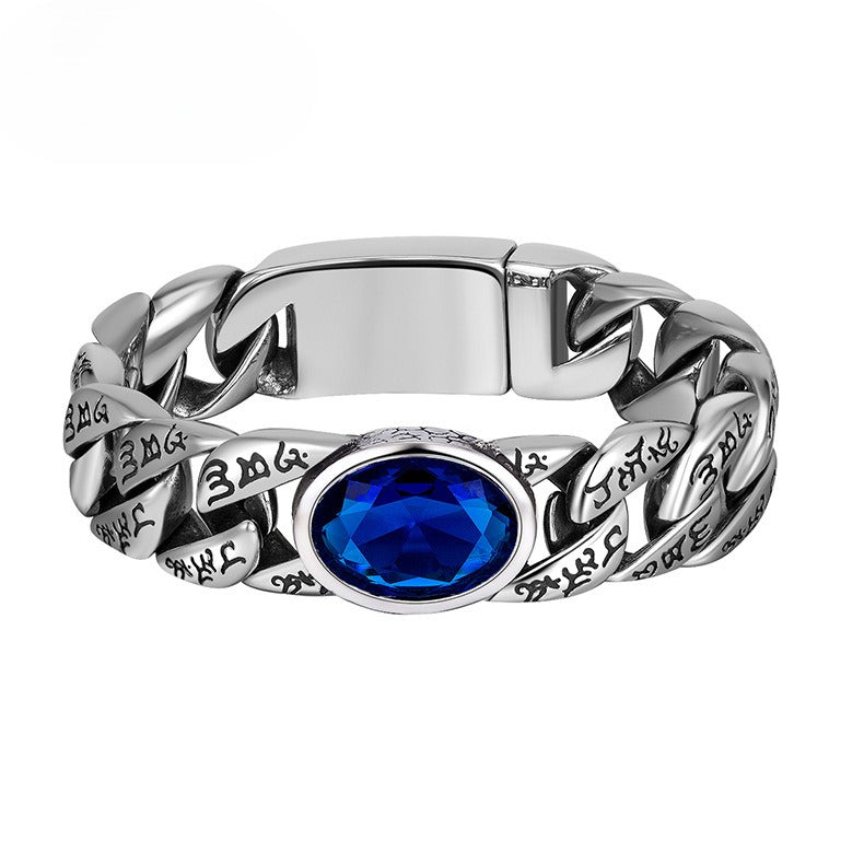 Zircon Bracelet - Statement Punk Style For Men Stainless Steel Wristwear Perfect For Everyday Streetwear