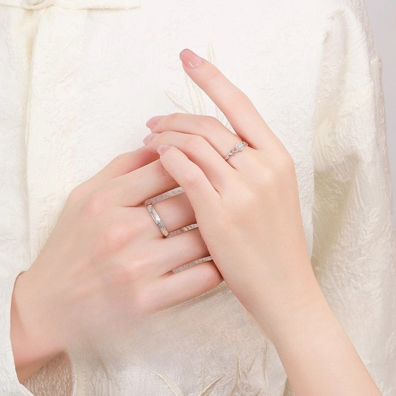 Sterling Silver Gardenia Couple Ring By Planderful Adjustable Light Luxury Gift For Girlfriend