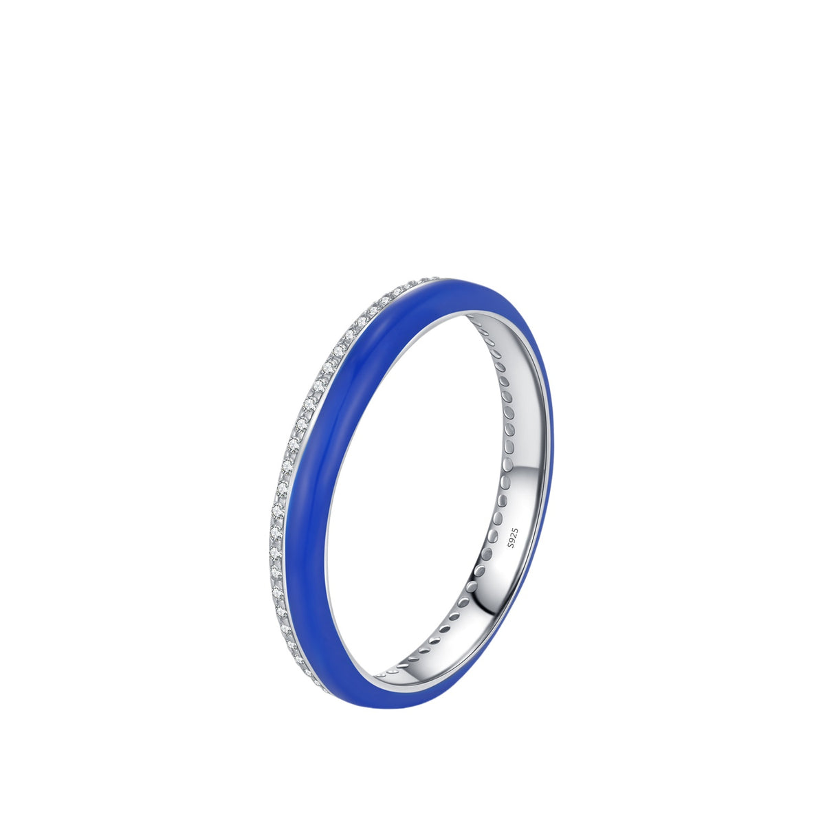 925 Sterling Silver Enamel Pavé Zircon Ring
