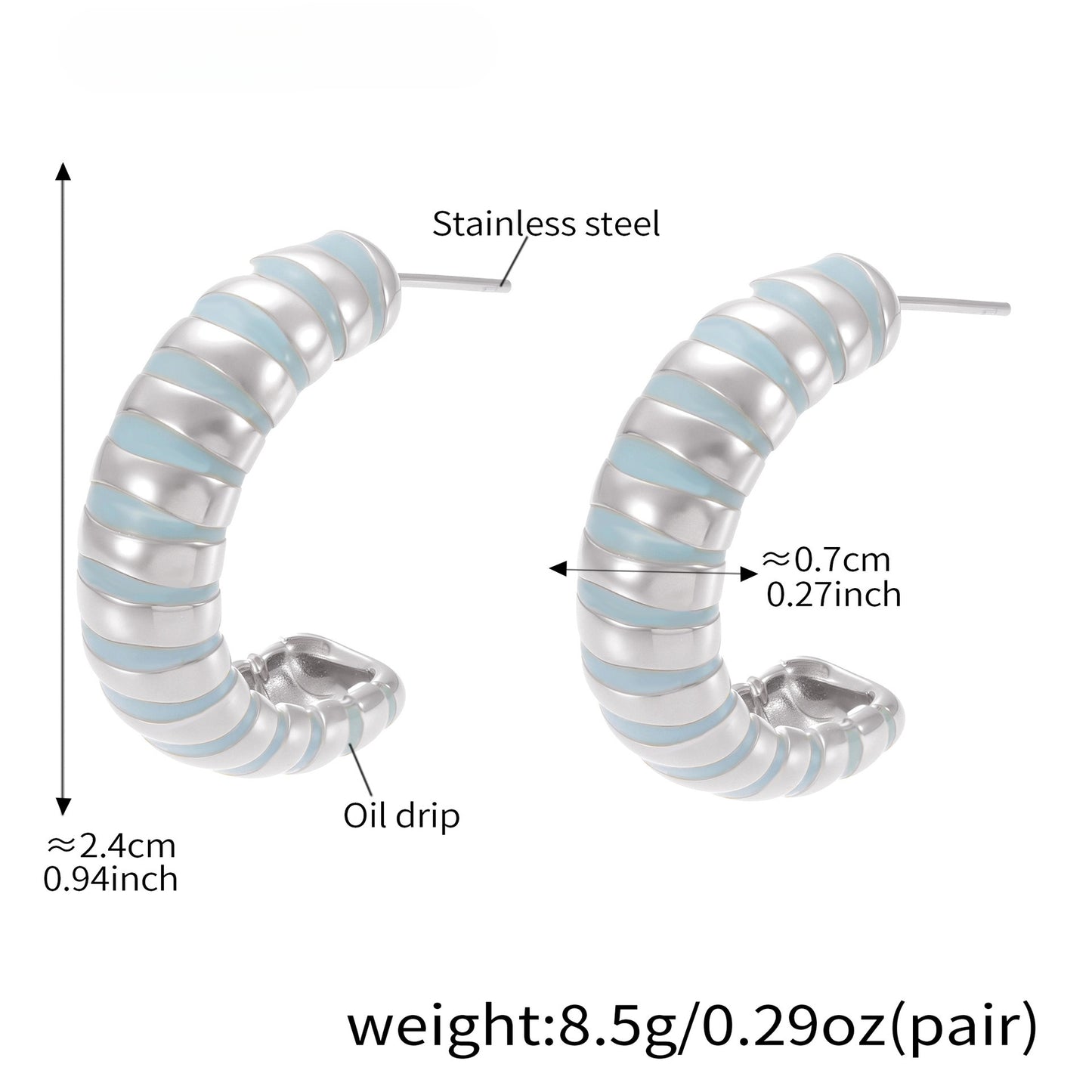 Planderful Inlaid Bead C Shape Wave Earrings Gold For Women