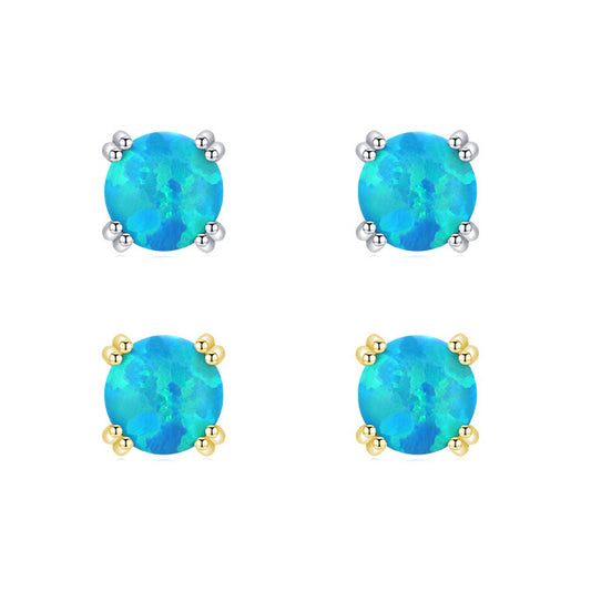 Opal Earrings: Japanese-Inspired S925 Silver Studs for Small and Skinny Ear Holes