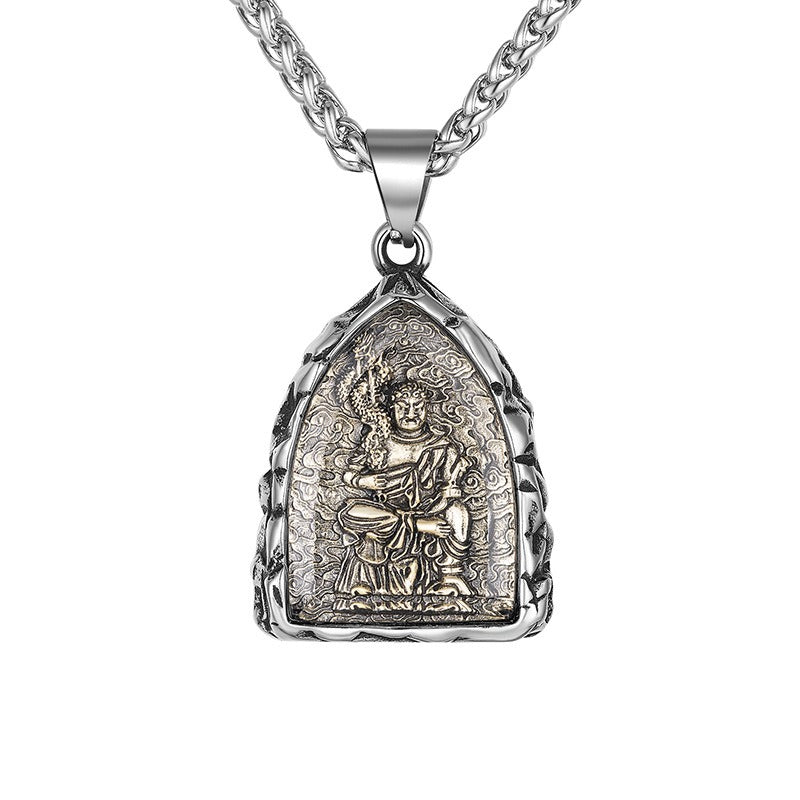 Steel Necklace – Statement Zodiac Buddha