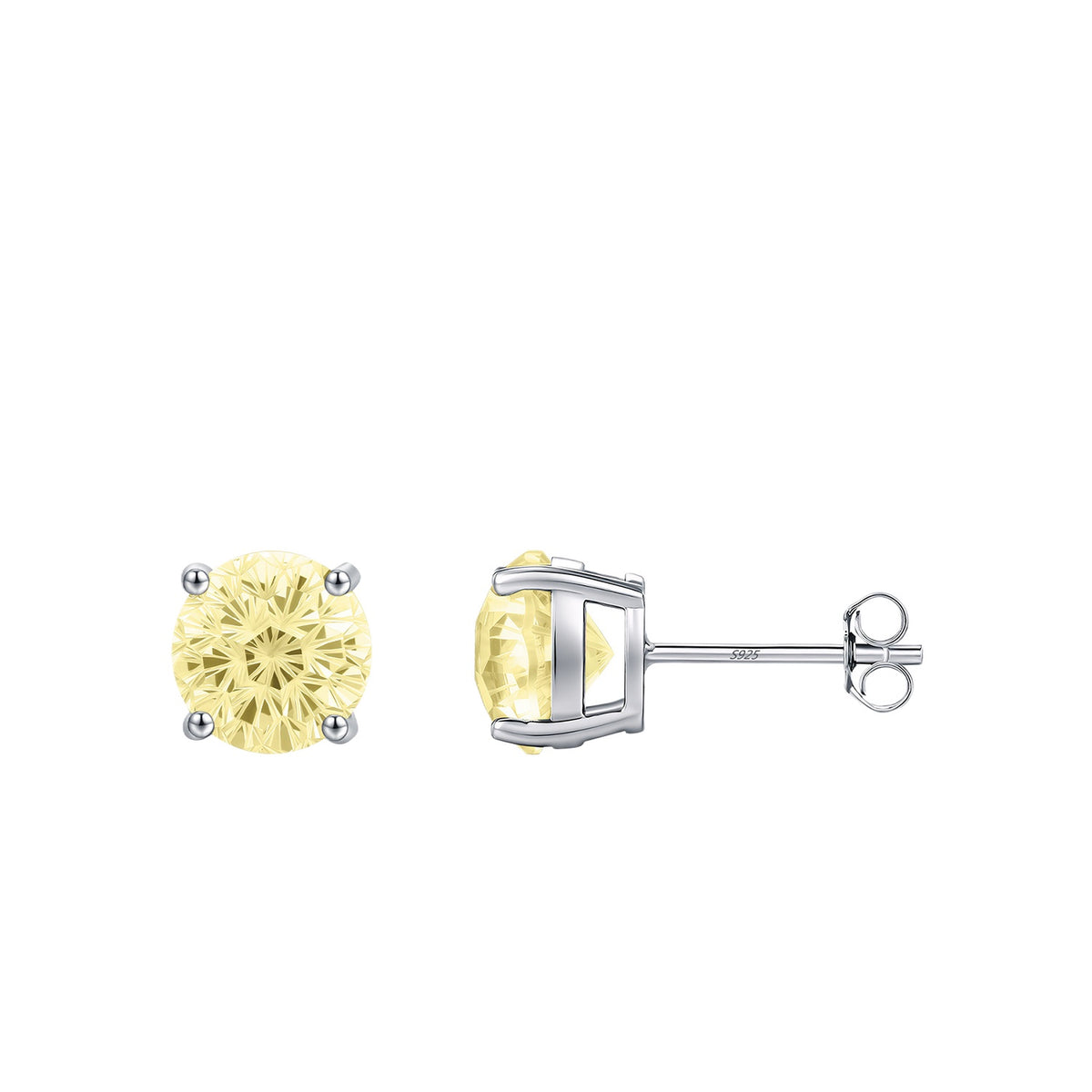 925 Sterling Silver Soft Yellow Fireworks-Cut Earrings