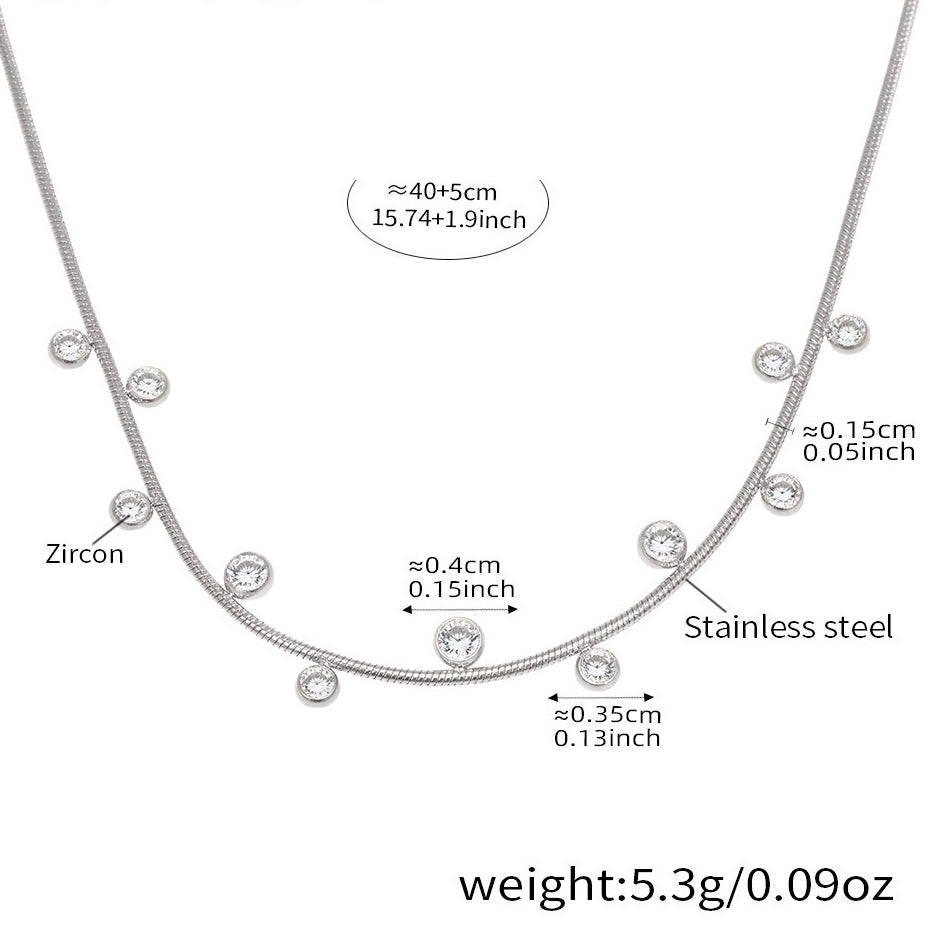 Planderful Zircon Collarbone Necklace Four Leaf Flower Women