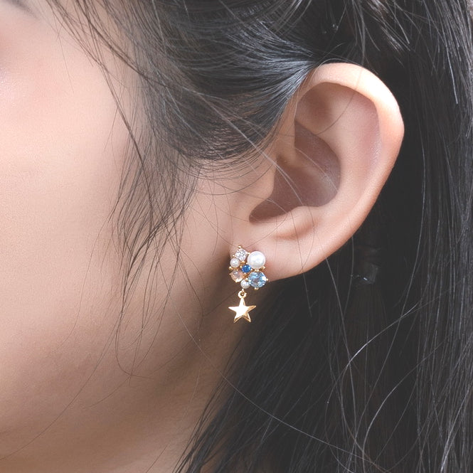 Colourful Gemstones Star Sterling Silver Drop Earrings