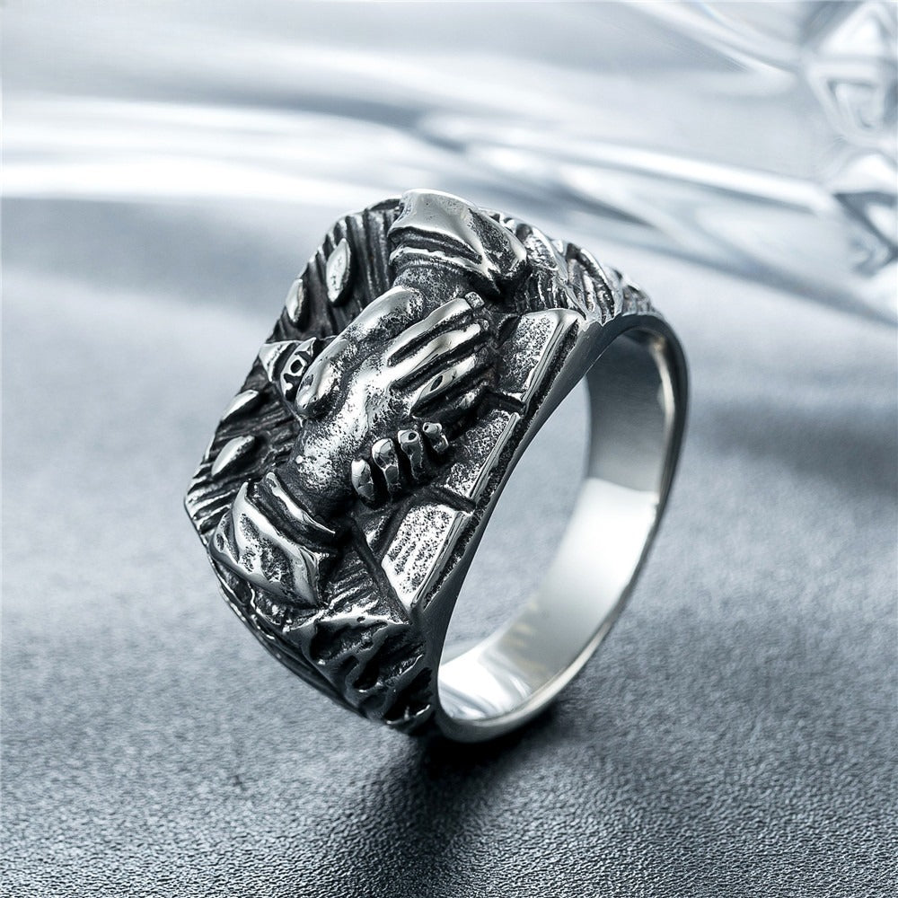 Planderful Masonic Triangle Eye Ring Unisex Steel Jewelry For Protection And Cooperation